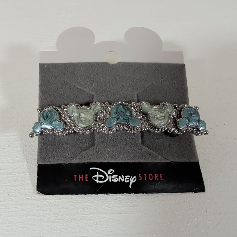 NWT Vintage Disney Mickey Mouse Enamel Barrette Rare Silver Tone Metal Hair Clip